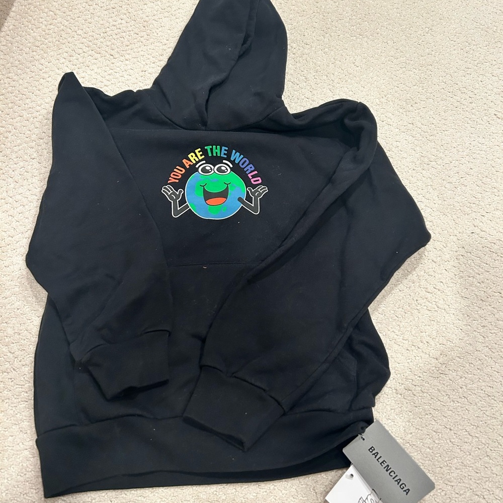 Balenciaga Kids Black Hoodie with Colorful Graphic